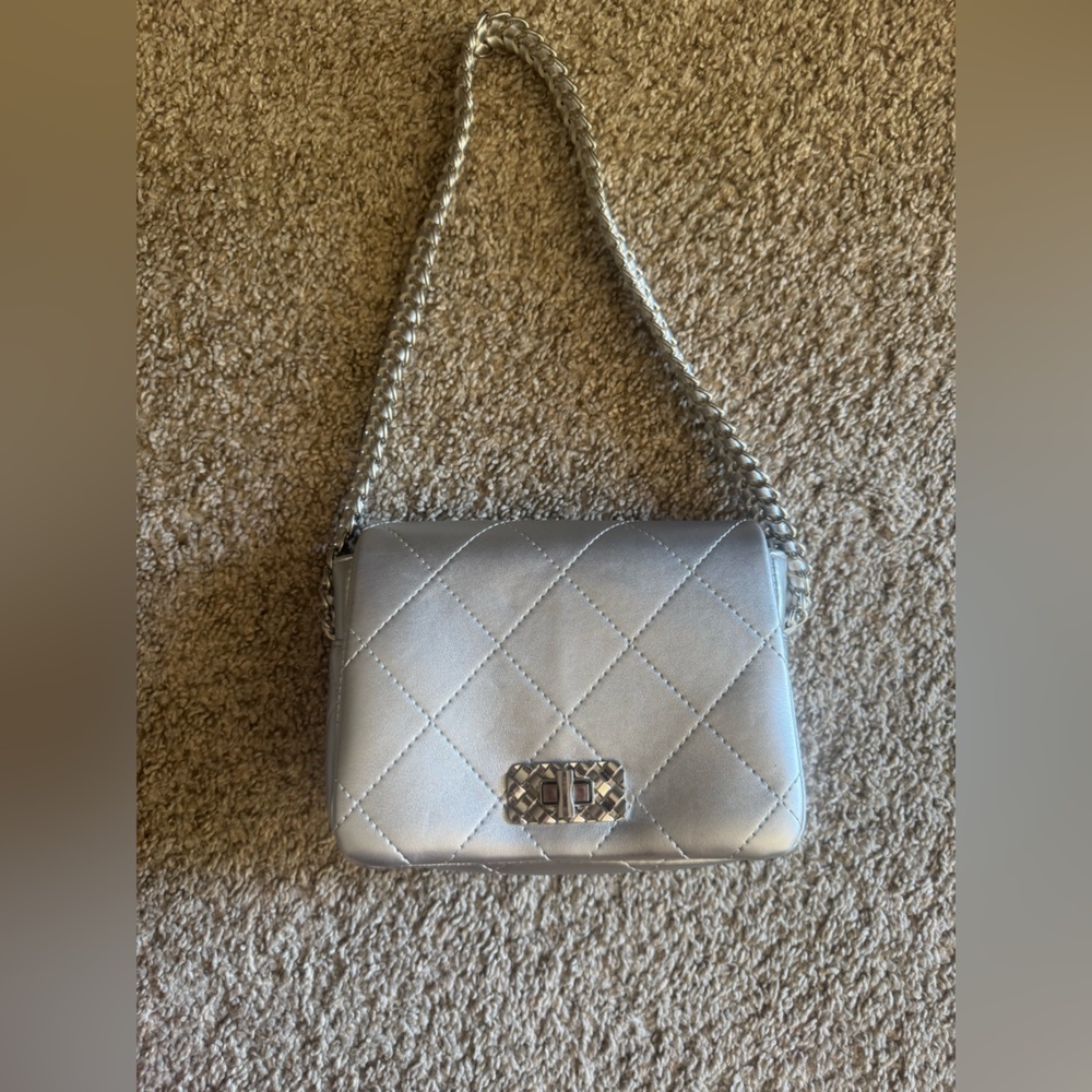 Silver Quilted Handbag CC